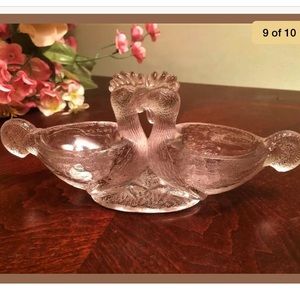 Rare Roosters Antique Schmid Verreries Salt Cellar